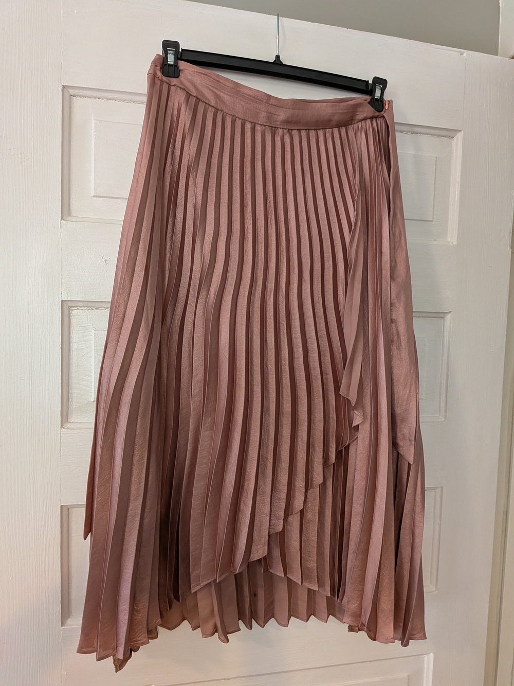 Anthropologie Maeve Dusty Rose Asymmetrical Pleated Midi Skirt - Picture 1 of 16